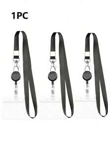 1/2/3/4PCS Dây đeo thẻ màu đen có thể thu vào trong suốt, giá đỡ huy hiệu có giá đỡ thẻ ID cho giáo viên, nhân viên văn phòng, quà tặng Giáng sinh, quà tặng Lễ Tạ ơn - màu đen - Xem 1