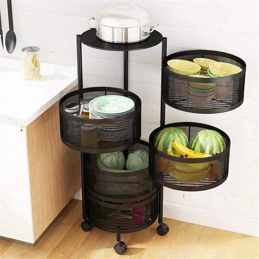 Rotary Multi-Function Kitchen Organizer Rack, Freestanding Layered ...