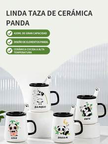 1 Piece Adorable Style Ceramic Mug With Panda Design And Panda Themed Spoon. Perfect As A Water Glass Or Coffee Mug, This Unique Style Mug Is Ideal As A Birthday Gift. It Is A Great Choice For Home, Office, Restaurants And Coffee Shops, As Well As A Couples Mug With A Lovely Touch.