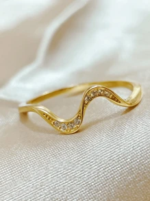 1pc Sterling Silver Ebb And Flow Minimalist Wave Ring For Women Fine Ladies Jewelery Gift Women's Fashion Accessories Premium Water Ripple