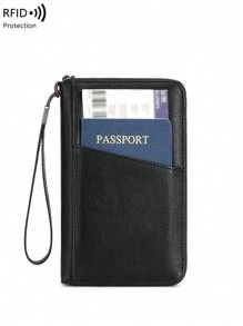 CHARM INFINITE 新款RFID防磁拉链钱包，护照夹，文件收纳包，多功能护照夹，大容量，时尚旅行包，飞机旅行包，海外旅行，旅行整理包，护照夹，度假必备 - 黑色 - 查看 8