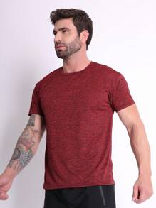 Men's Dry Fit Shirt Slim Fit Gym Fabric Cold Mesh Comfortable - 紅色 - 查看 3