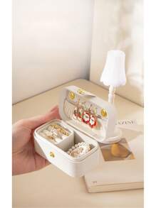 1PC/2pcs Mini Jewelry Organiser, PU Jewelry Box, Travel Portable Jewelry Holder, Ring Box Earring Organizer To Gifts For Women