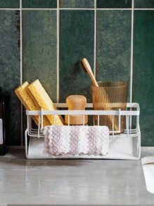 1 pezzo Porta spugne e accessori da cucina in bianco/grigio/nero, organizer per lavello, per spugna, strofinaccio, spazzola e porta asciugatura