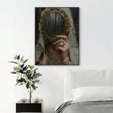 1pc,Mirror Reverie Medieval Woman Wall Art,Victorian Era Vibrant And Stylish Bachelorette Party Decor Room,Western University College Style Aesthetic,Vintage Poster Printing, Minimalism Canvas Painting, Suitable For Home Decoration, Bar,Cafe, Patio,Birthday Gift,Living Room, Bedroom, Living Room, Home Office, Bathroom Decoration, Wall Decoration20*28 Inch, Unframed Gifts Graduation