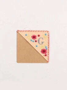 1 pieza, Punto de libro de esquina personalizado bordado a mano, 26 letras bordadas a mano en fieltro, punto de libro de bordado de flor linda para amantes de la lectura, regalo significativo, vuelta al colegio