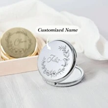 Personalized Mini Mirror, Customized Name Gift, Bridesmaid Gift, Bridal Shower Gift, Wedding Gift, Engraved Pocket Mirror, Multifunctional Decorative Mirror For Mom, Engraved, Elegant, Fashion, Retro, Minimalist Unique, Customized Treasure, Gift For Girls, Personalized Gift For Her, Family, Friends, Herself, Grandparents, Customized Mirror, Casual Street Fashion, Wedding Favor Mirror - Multicolor - View 2
