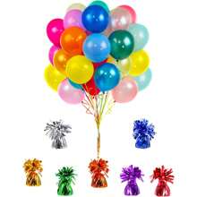 金色气球配重物，重型气球配重物，1 包，用于气球的金属箔配重物，生日派对和婚礼桌中心装饰气球配重物，4.8 英寸 DIY 气球配重物，适用于氦气球 - 彩色 - 查看 3