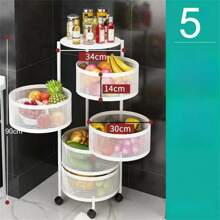 Drehbarer Gemüseständer, freistehender mehrstöckiger runder Korb aus Kohlenstoffstahl für Obst & Gemüse, Küchenregal zur Aufbewahrung