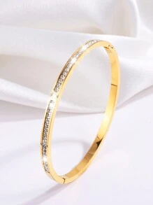 Camhanno 1 Pc Stylish Delicate Neutral Stainless Steel Single Row Diamond Bracelet For Ladies For Daily Wear - Single Row Diamond Bracelet - View 19