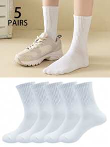 20/15/10/5/3/1 双加强型腰部吸湿排汗袜子，包含白袜、黑袜、过膝袜、长袜、女袜、长筒袜、柔软女袜、普通女长袜、日常中筒袜 - 白色 - 查看 7