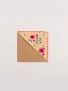 1 pieza, Punto de libro de esquina personalizado bordado a mano, 26 letras bordadas a mano en fieltro, punto de libro de bordado de flor linda para amantes de la lectura, regalo significativo, vuelta al colegio