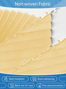 1pc Solid Color Shade No Tools Original Light Filtering Pleated Fabric Shade, Self-Adhesive Design, UV Protection, Blackout, Insulating, Lightweight, Fade-Resistant, Minimalist Pleated Curtains – Suitable For Bedroom, Living Room, Office, Bathroom. Gifts Birthday Graduation - Beige - View 4