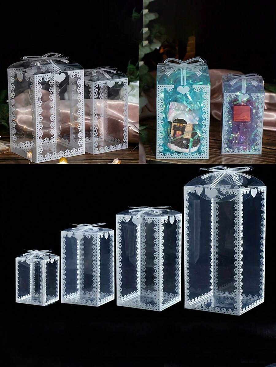 10个/套礼盒，多尺寸PVC印刷磨砂透明食品包装盒，礼品包装盒