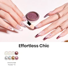 8pcs/Set Metal Nail Powder Kit, Holographic Mirror Effect, Nail Powder For DIY Decoration Glitter, 8 Colors, 0.5g/Pc - Multicolor - View 4