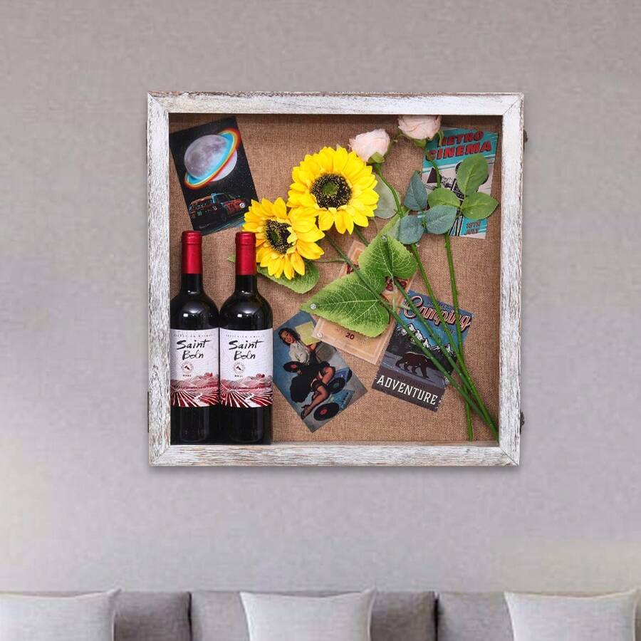 20x20 Extra Large Deep Shadow Box For Pictures, Photos And Keepsake,  Distressed White - White - View 1