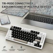 ATTACK SHARK X86 75% Wireless Gasket Mechanical Keyboard With Knob, CNC Aluminum Turd, 3 Mode Connectivity,82 Key Hot Swappable,Custom Linear Switches RGB Gaming Keyboard For Win - 乳白色 - 查看 7