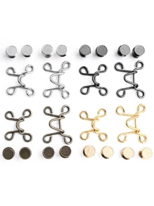 2pcs Trouser Waist Fastener Instant Jeans Button Adjustable Removable Snap Buttons For Loose Jeans Waist Detachable Jeans Button Pins No Sewing Belt Fastener Removable Trouser Clip Bag Accessories (Gold Silver Bronze)