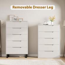 GOCAPTAIN 5 Dresser For Bedroom, 51" Tall Dresser, Freestanding Vertical Drawer Dresser With Storage, Wooden Closet Dresser Storage Dresser Chest For Living Room, Hallway, Entryway - 白色 - 查看 6