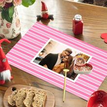 4 Stücke personalisierte Foto/Buchstaben Leinen Tischsets - hitzebeständig, waschbar Tischläufer für Catering & Partys - perfekt für Hochzeiten, Geburtstage, Jahrestage, Valentinstag - personalisierte Küche & Esszimmer Nutzung