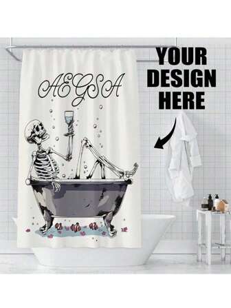 1pc Customizable Flannel Shower Curtain, Personalized Text & Images, Super Thick & Soft, Suitable For Year-Round Use In Living Room, Sofa, Bedroom, Car, And As A Gift For Friends And Family Home Bathroom Decor Fall Decor Bathroom Accessories Back To School