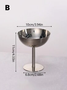 1个不锈钢冰淇淋杯，高脚碗，下午茶布丁甜点杯，可爱盘子，烛台，文具，圣诞礼物 - 銀色 - 查看 16