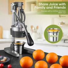 Fohere Orange Juicer Squeezer, Cast Iron Lemon Squeezer, Commercial Citrus Juicer Hand Press For Orange, Lemon, Pomegranate, Easy To Clean Citrus Squeezer With A Stainless Steel Cup, Grey - Grey - View 4