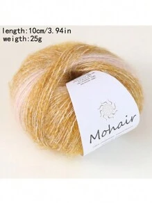 1 Pc 25g Multicolor Gradient Mohair Yarn, Fio Único Tingido à Mão para Suéteres de Tricô DIY, Cachecóis, Xales, Almofadas e Outras Peças de Vestuário
