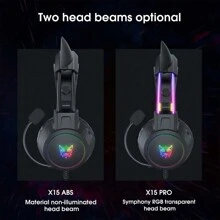 ONIKUMA X15 Pro Gaming Headset With Dynamic RGB Lighting, Detachable Cat Ears, Microphone And Surround Sound - Black - View 5
