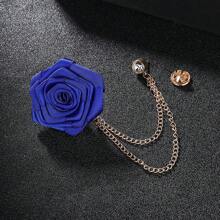 1 pieza Broche de flor de rosa con cadena colgante Broches de boda para hombres, Broche de rosa artificial roja/azul para mujeres y hombres, accesorios de ropa de boda para el novio