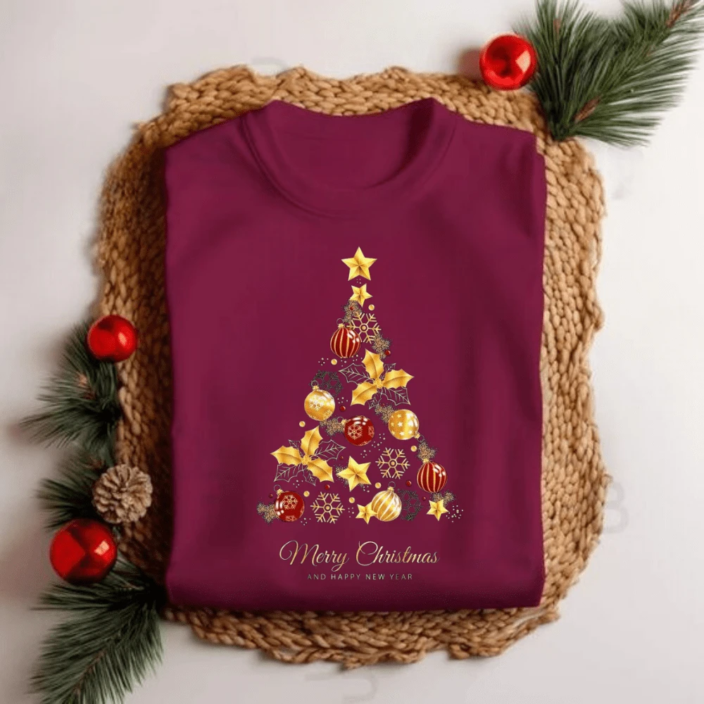Camiseta Unissex Natal Arvorede Natal Festa Personalizada Tecido Premium Estamp 2 - bordô - Visão 1