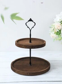 1 Set Brown Wooden 2-Tier/3-Tier Cake/Dessert Stand, Fruit & Snack Display Rack, Bakery Dessert Stand, Cake Decorative Holder Multi-Layer Tray, Suitable For Kitchen, Dining Table Decor, Wedding, Party - Brown - View 10