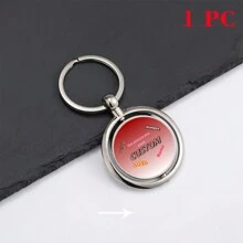 Customizable Rotating Double-Sided Round Photo Keychain, Zinc Alloy Material, Perfect For Christmas Gift, Family, Friends, And Pets