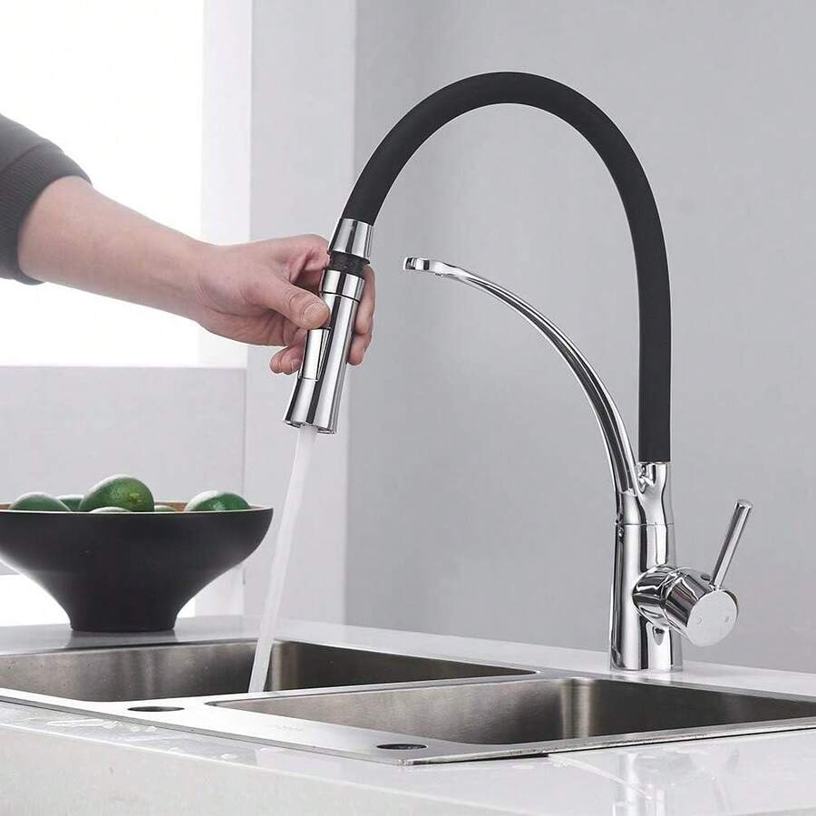 Pull Down Kitchen Sink Mixer Tap With Dual Function Sprayer, Single