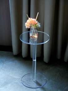 Acrylic End Table, Clear Side Tables For Small Space,10" L X 10" W X 21" H ,Modern Side Coffee Table For Living Room/Bedroom/Bathroom/Office/Outdoor/Business, Easy To Install(Please Tear Off The Protective Film Before Use To Ensure The Panel Is Clear And Transparent) - 白色 - 查看 1