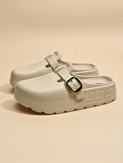 W Women Thick Bottom Hollow Slippers, New Classic Beach Shoes, Adjustable Strap EVA Slides