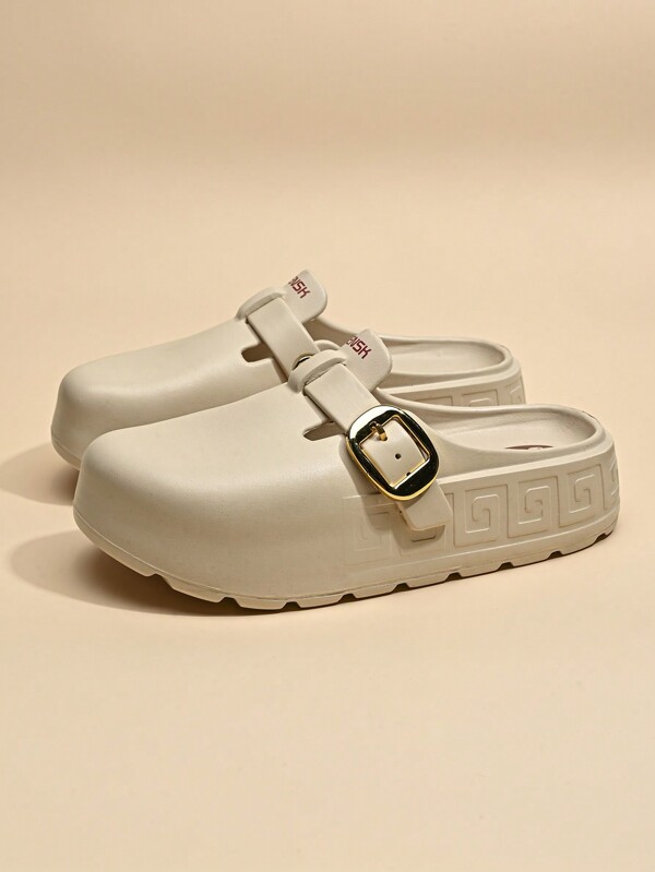  Women Thick Bottom Hollow Slippers, New Classic Beach Shoes, Adjustable Strap EVA Slides