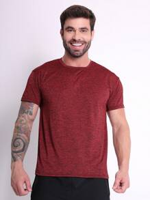 Men's Dry Fit Shirt Slim Fit Gym Fabric Cold Mesh Comfortable - 紅色 - 查看 1