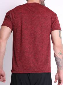 Men's Dry Fit Shirt Slim Fit Gym Fabric Cold Mesh Comfortable - 紅色 - 查看 2