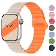 Pulseira Magnética Compatível com Pulseiras Apple Watch 45mm 38mm 49mm 40mm 42mm 41mm Pulseira Esportiva de Silicone Apple Watch Series Ultra 9 6 5 7 8 Se 44mm - 38mm/40mm/41mm - Visão 1