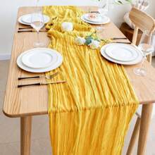 3/6 piezas Camino de mesa de arpillera, Camino de mesa de arpillera y gasa estilo bohemio, Adecuado para fiestas, bodas, decoración de mesa de cena de Pascua, Transparente y rústico de larga duración - Multicolor - Ver 43