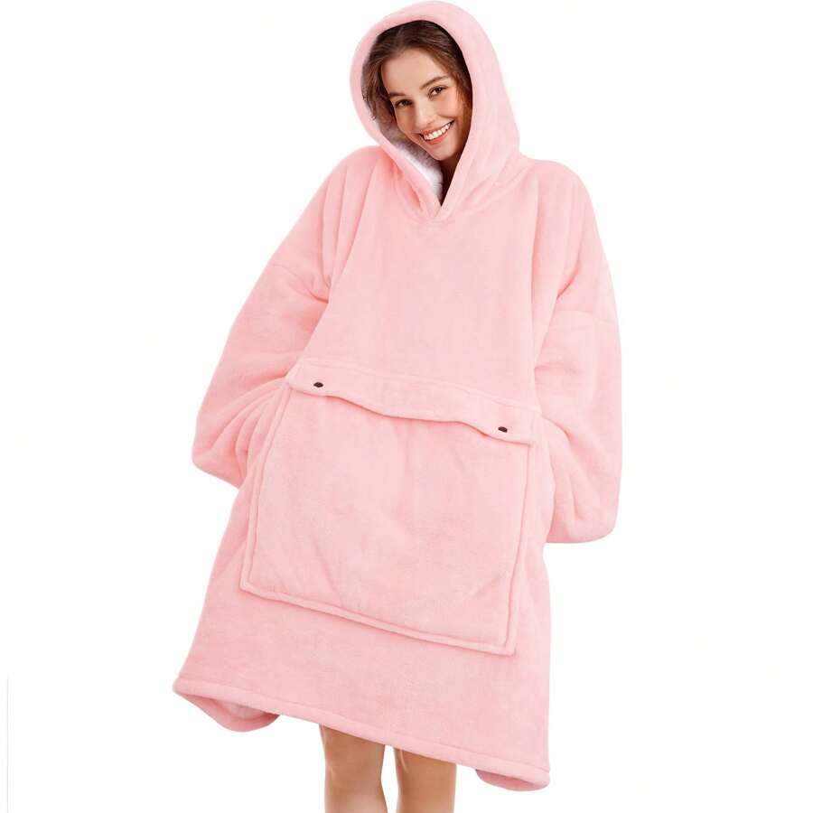 Narecte Oversized Blanket Hoodie Blanket For Women,Wearable Blanket Adult Giant Hoodie Cozy Sweatshirt Kawaii Stuff,Birthday Gifts For Women, For Sister,Teen Girl Gifts - Pink - View 1
