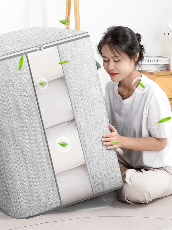 1 pezzo Borsa di stoccaggio per indumenti da camera da letto di colore grigio, borsa portatile pieghevole ad alta capacità. Borsa per trasloco, borsa per conservazione coperte, borsa per conservazione giocattoli per bambini