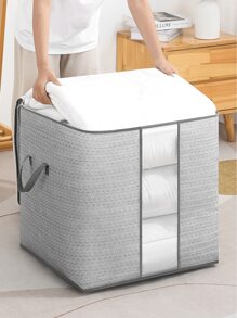 1 pezzo Borsa di stoccaggio per indumenti da camera da letto di colore grigio, borsa portatile pieghevole ad alta capacità. Borsa per trasloco, borsa per conservazione coperte, borsa per conservazione giocattoli per bambini