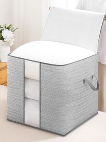 1 pezzo Borsa di stoccaggio per indumenti da camera da letto di colore grigio, borsa portatile pieghevole ad alta capacità. Borsa per trasloco, borsa per conservazione coperte, borsa per conservazione giocattoli per bambini