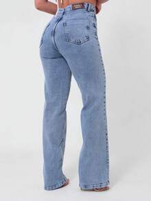 Women's Wide Leg Jeans - 藍色 - 查看 7