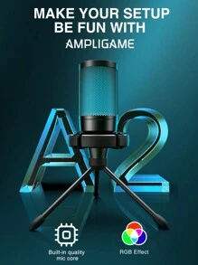 USB Gaming Microphone With Light-Touch Mute, RGB, Tripod For PC, Laptop, Game Condenser Microphone Is Suitable For Video Conferencing, Singing, Live Recording, Podcast, Streaming-FIFINE A2 - Black - View 3