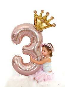 1 Pieza Globo corona de número dorado rosado - Decoración de acento lujosa para cumpleaños, boda y decoración de habitación estética con diseño elegante y perfecto para crear celebraciones inolvidables! Decoraciones y regalos familiares para baby shower