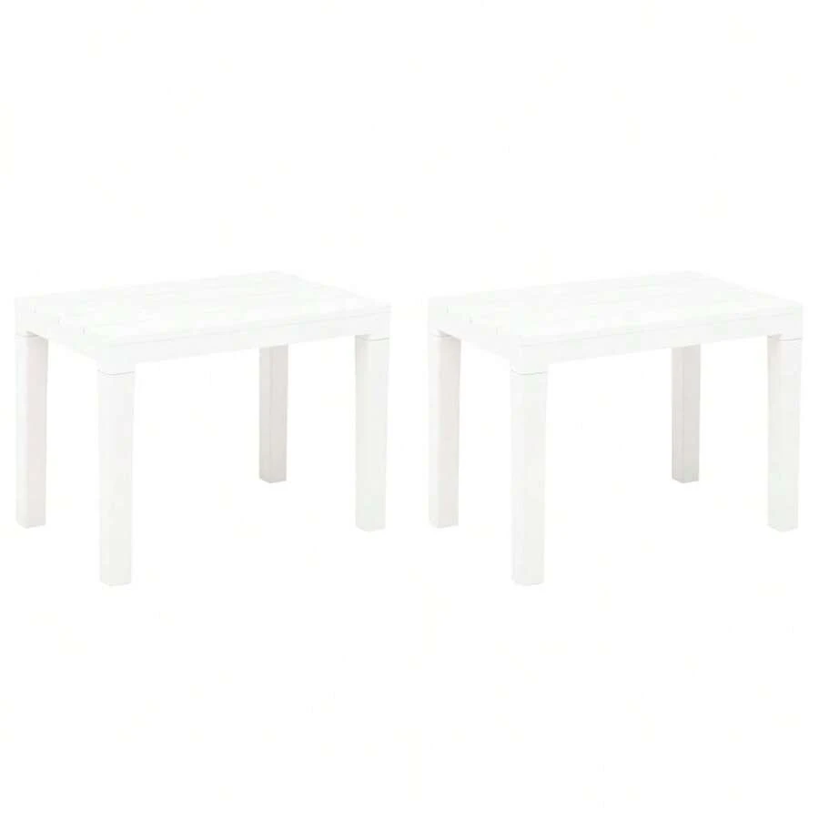 White Plastic Garden Benches Set Of Two Outdoor Seating Furniture - White - View 1
