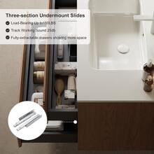 AmbroVania 36" Floating Bathroom Vanity With Sink, French Romantic Style For Bathroom Vanities With Walnut Wood Finish, Ceramic Integrated Basin And 2 Spacious Bottom Drawer - 自然木 - 查看 5